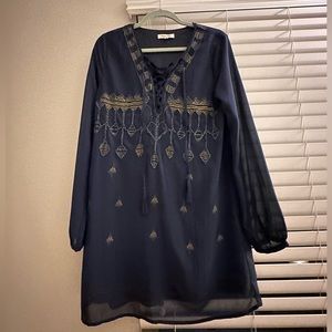 Beautiful beaded long sleeve shift dress